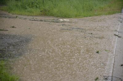 Reichenbach a.F.: Unwetterfront zieht ueber den Ort und laesst Strassen und Keller vollaufen